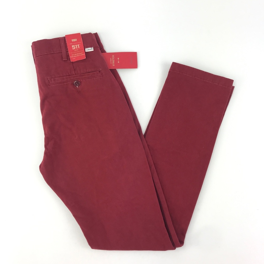 Levis Mens 511 Slim Fit Utility Red Pants 28X32